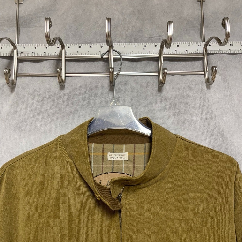 VTG Majer Jacket Men L Brown Harrington‎ Bomber Made USA Plaid Lining Coat 80s